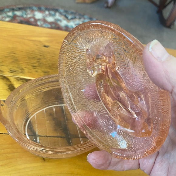 Vintage Pink Depression Glass Cow Candy Dish - Picture 9 of 10